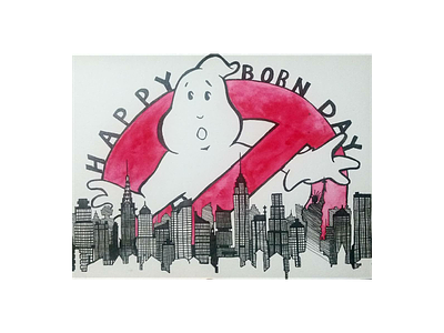 Ghostbustin Birthday ghostbuster illustration micron nyc watercolor