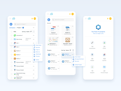 Mobile Cloud Solution app cloud file file management folder grid list member management members mobile recent files recents sorting storage table ui ux