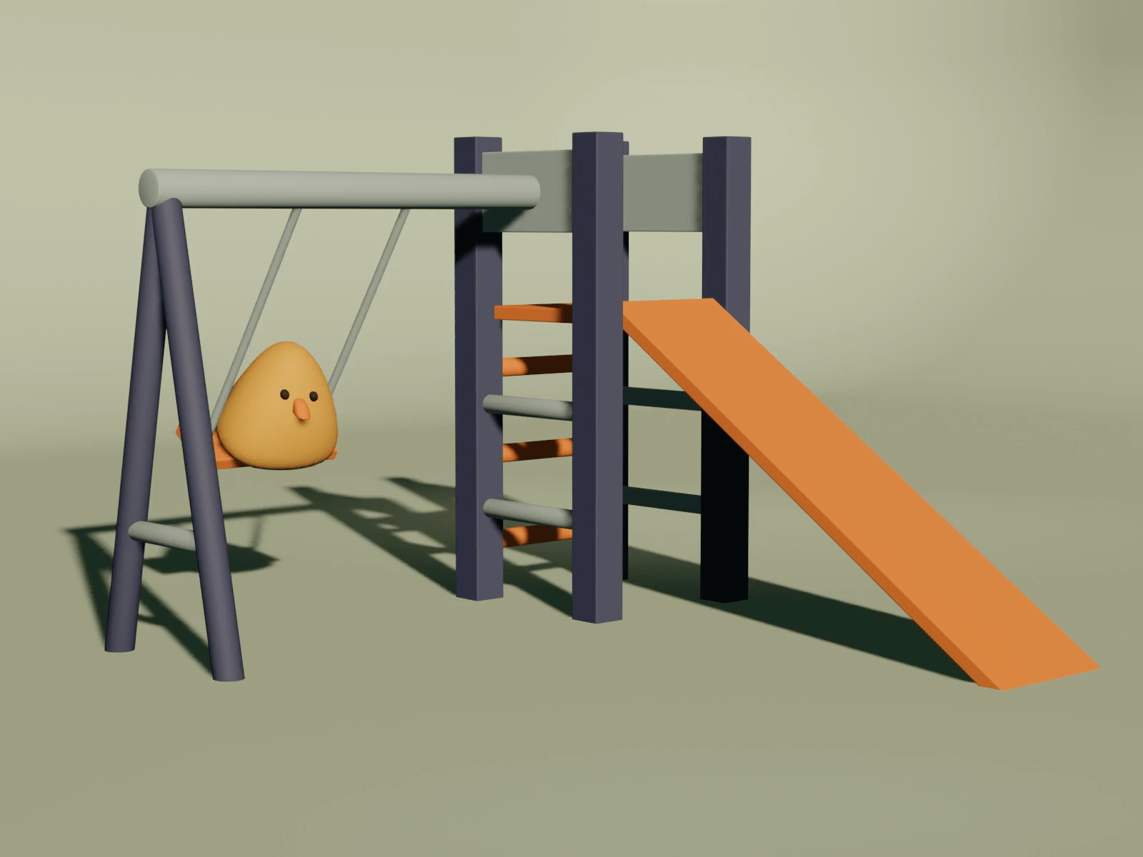 Playground 3d animation bird blender gif lowpoly playground polygon