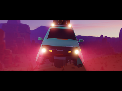 Flying Car in Blender 3d animation blender car desert lowpoly