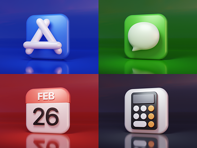 3D macOS Icons 3d app store blender calculator calendar icon macos message