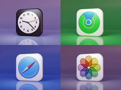 3D macOS Icons 2 3d blender clock find my icons macos photos safari