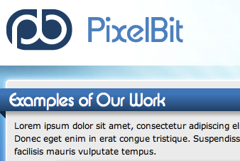 New logo treatment and layout blue logo pixelbit pixelbit inc.