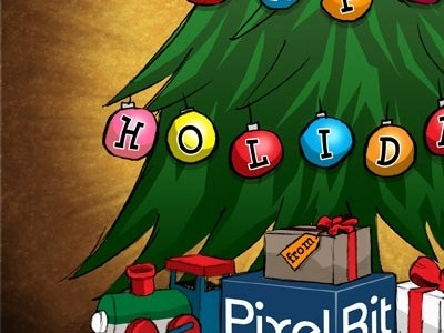 Pixelbit Holiday Card card christmas drawing holiday pixelbit train tree