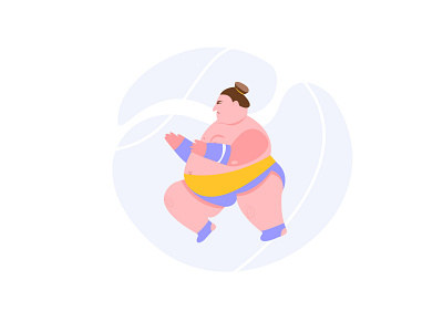 Sumo wrestler in a classic pose, 2021