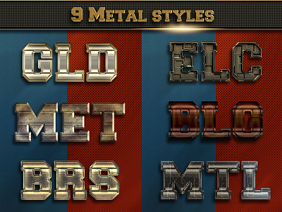 Metal Text Style vol 3 brass effect gold grunge metal metallic pro professional psd silver style tech