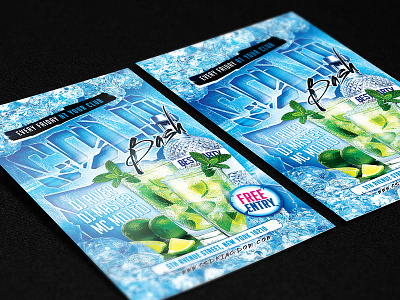 Cold / Winter Bash Party Flyer 4x6 bash blue cold flyer mojito new nye party psd template winter year