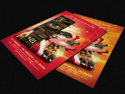 NYE and X-mas Party Flyers Templates bash christmas flyer music nye orange padkingdom party psd red template xmas