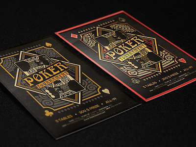 Poker Magazine Ad, Poster or Flyer – Flat & 3D ad black casino flyer gold grunge jack leaflet magazine poker template tournament