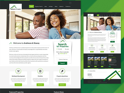 Website Template for Young & Fresh Estate Agency agency design estate fresh green page property web website young