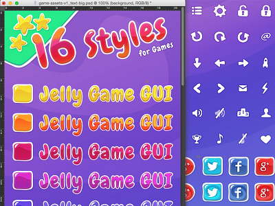 Candy Game UI - text styles asset button candy design effect game inteface interface ios style text ui