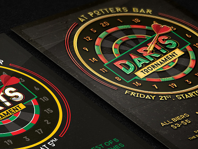 Darts Tournament Flyer Template add bar brown casino darts flyer green magazine red template tournament yellow