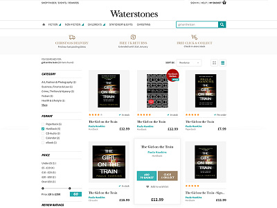 Waterstones - grid search result layout