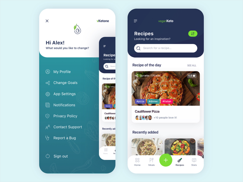 veganKeto diet App app app design diet flat design ios keto ketogenic mobile ui ux vegan vegeterian