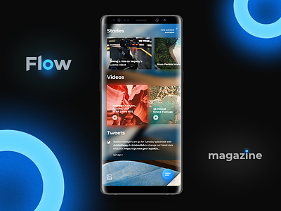 Flow - Fluent Design Magazine Concept. Mobile version android blog concept design flow fluent home page mobile system ui ux