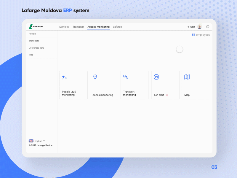 Lafarge Moldova ERP system - Access monitoring section access adobexd cement erp erpsystem factory lafarge materialdesign moldova monitoring security ui uidesign ux uxdesign