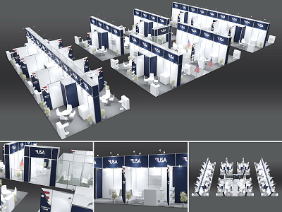 Exhibition Stand - USA Pavilion 3d 3d modeling 3d rendering booth exhibition graphic design stand