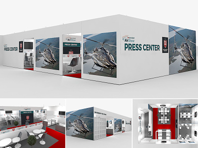 Exhibition Stand - Press Center 3d 3d modeling 3d rendering booth exhibition graphic desing press center show stand