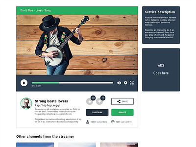 FAAME - a streaming service for musicians clean donate flat modern music musicians service songs stream streaming twitch ui