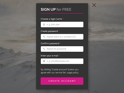 Daily UI Challenge Day 001 - Sign up form dailyui form modal ui ux web design