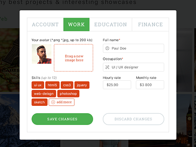 Daily UI Challenge Day 007 - Settings account form freelance modal portfolio profile settings ui user ux