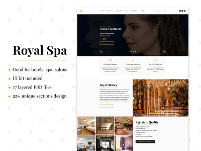 Royal Spa — Luxury Hotel & Spa PSD Template beauty clean elegant gold hair health hotel luxury modern salon spa themeforest