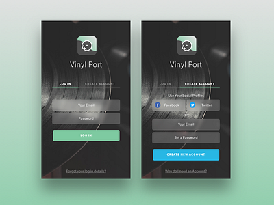 Vinyl Store App - Login & Create Account