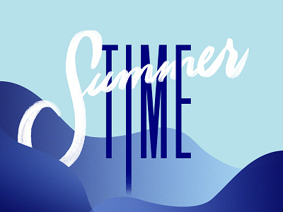 Summer Time brush color gradient handmade illustration pen summer surf typography water waves