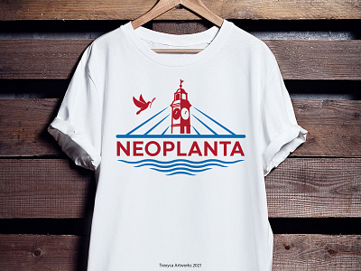 Neoplanta Logo on T-Shirt bridge danube dove logo neoplanta novisad river serbia vector wheat
