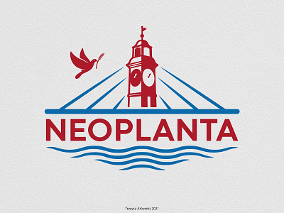 Neoplanta Logo bridge danube dove logo neoplanta novisad river serbia vector wheat