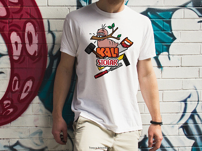 Kali Stolar Logo on T-Shirt brand branding canker carpenter cartoon character design graphic illustration illustrator insect joiner logo maggot mascot ui vector vermin woodworker worm