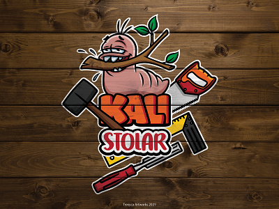 Kali Stolar Logo brand branding canker carpenter cartoon character design graphic illustration illustrator insect joiner logo maggot mascot ui vector vermin woodworker worm