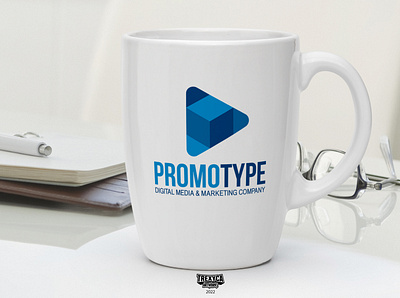 PromoType Logo (on Mug) brand brandidentity company design digital graphic graphicdesign identity logo logodesign marketing media mug promo promotype type vector