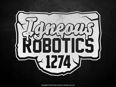 Title Logo for a Robotics Team (Black and White) cartoon character fire golem igneous illustration lava logo mascot robot robotics sticker