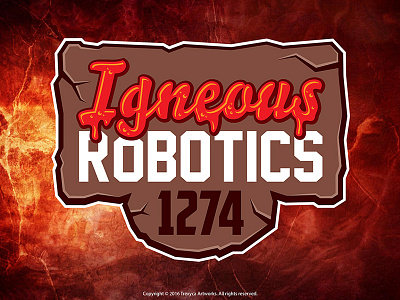 Title Logo for a Robotics Team cartoon character fire golem igneous illustration lava logo mascot robot robotics sticker