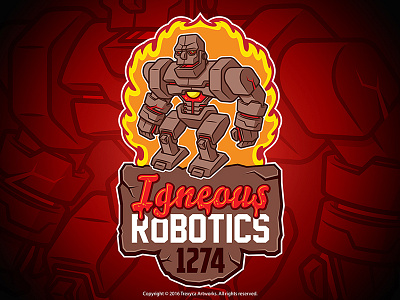 Mascot Logo for a Robotics Team cartoon character fire golem igneous illustration lava logo mascot robot robotics sticker