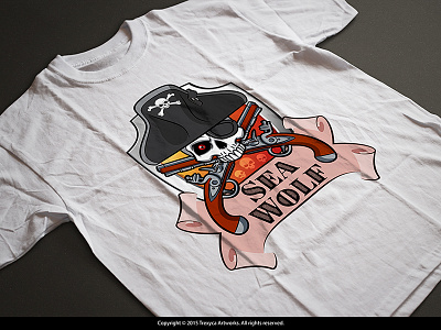 Sea Wolf T-Shirt cartoon logo character design illustration logo mascot logo outlaw pirate pistol sea wolf vector