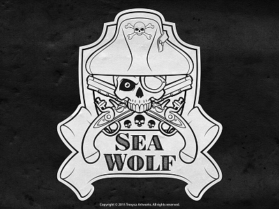 Sea Wolf Mascot Logo (Black & White) cartoon logo character design illustration logo mascot logo outlaw pirate pistol sea wolf vector