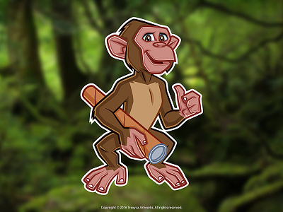 Character Design for a Company to Shell Posters ape cartoon logo character design illustration illustrator logo mascot logo monkey poster vector