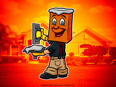 Brick Construction Worker Mascot