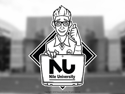 Mascot Logo for an University (Black & White) brainy cartoon logo character design geek illustration illustrator mascot logo student trendy university vector