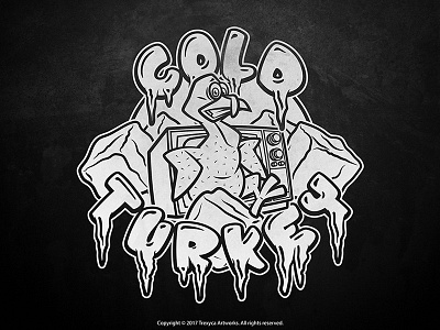 Cold Turkey Cartoon Logo (Black & White)