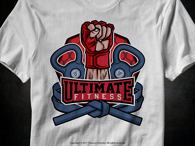 Ultimate Fitness T-Shirt cartoon logo character design emblem logo fight fitness gym mascot logo mma t shirt training vector workout