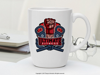 Ultimate Fitness Mug cartoon logo character design emblem logo fight fitness gym mascot logo mma mug training vector workout