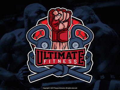 Ultimate Fitness Emblem Logo cartoon logo character design emblem logo fight fitness gym mascot logo mixed martial arts mma training vector workout