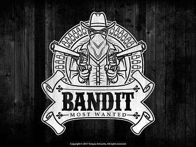 Bandit Mascot Logo (Black & White) bandit cartoon logo character design emblem logo illustration logo mascot mascot logo outlaw photoshop vector wild west