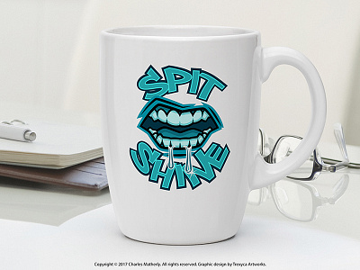 Spit Shine Mug cartoon character design emblem illustration logo mascot mouth shine spit teeth vector