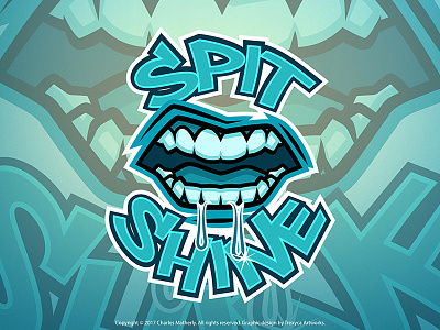 Spit Shine Emblem Logo cartoon character design emblem illustration logo mascot mouth shine spit teeth vector