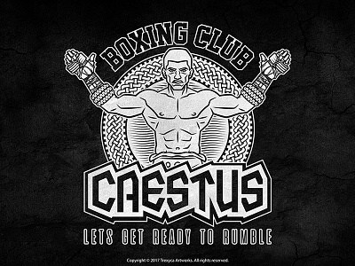 Caestus Boxing Club Emblem Logo (Black & White) boxing caestus cartoon character design emblem gladiator illustration logo mascot sport vector