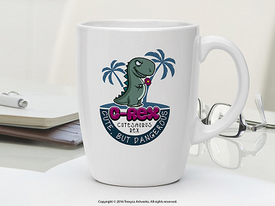 Cutesaurus Rex Mug cartoon logo character design cute dino dinosaur lizard logo mascot logo sticker t rex tyrannosaurus rex vector